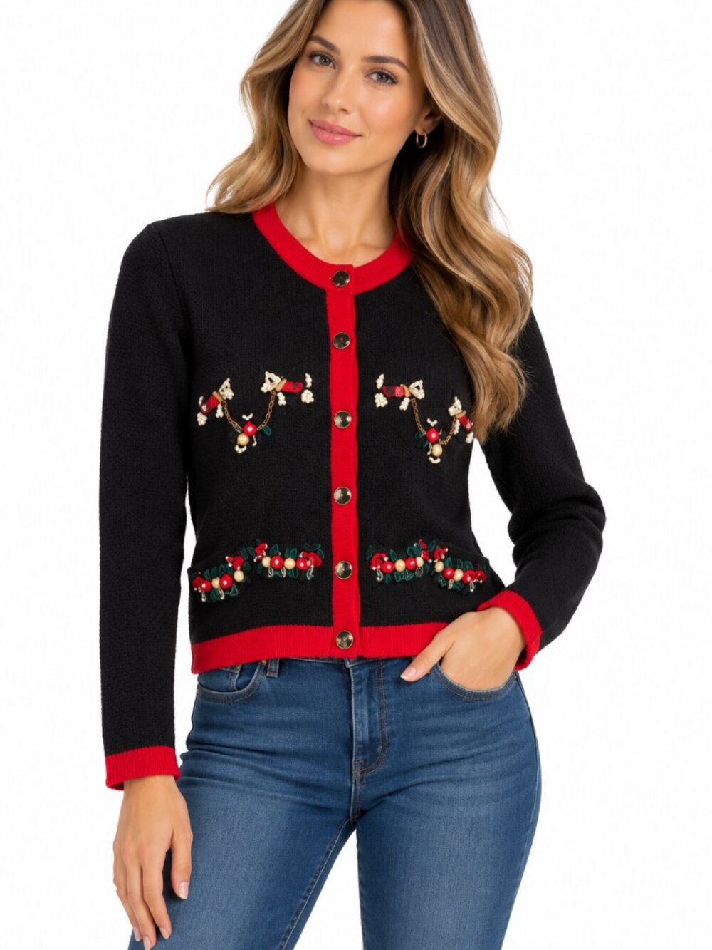 Vintage The Eagle's Eye NWT Terrier Dog Novelty Christmas Cardigan Sweater